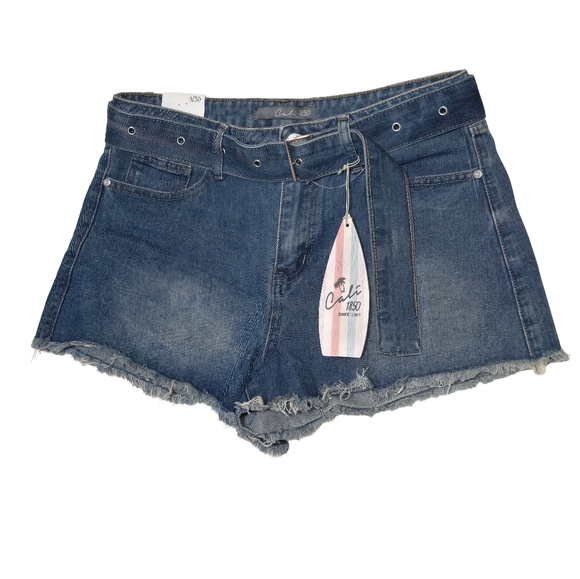 Cali1850 Pants - Cali 1850 Denim Shorts Sz 11/30 Belted Frayed Hem Cutoff Festival NWT